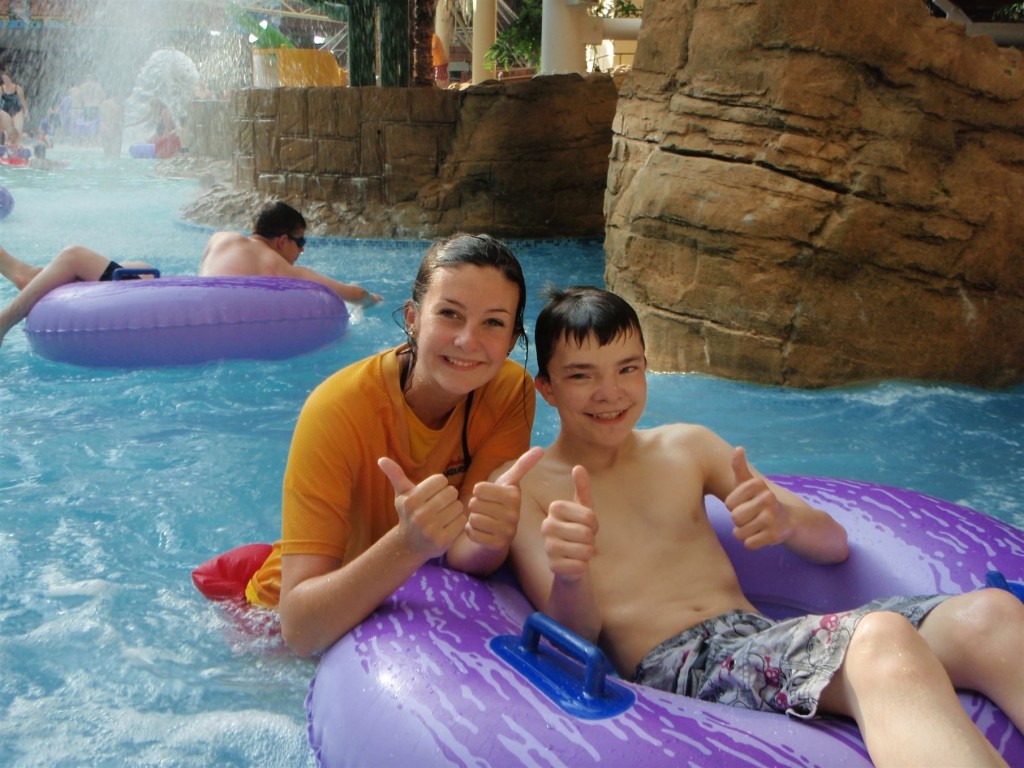 image showing two people enjoying Sandcastle waterpark